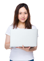 Fototapeta premium Woman use of the notebook computer