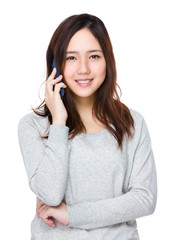 Woman talk to mobile phone