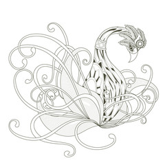 elegant swan coloring page