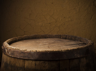 Still life: old wooden pin of beer