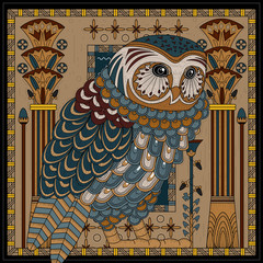 Fototapeta premium splendid owl coloring page
