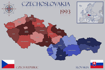 Fototapeta premium Map of Czechoslovakia