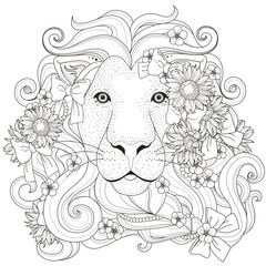 Obraz premium lovely lion coloring page