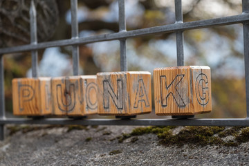 Beschriftete Holzklötzer PUNK P U N K