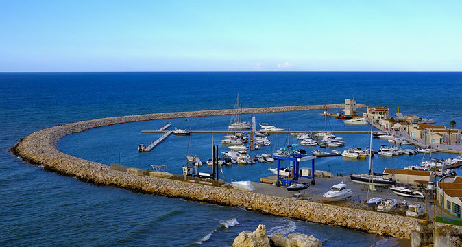 View of the tourist harbor of Rodi Garganico. Apulia Italy