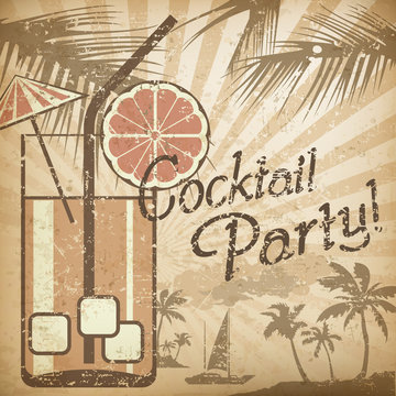 Cocktail party poster in retro style 