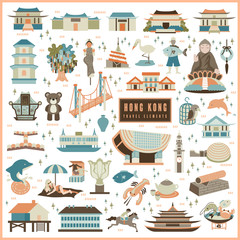 Obraz premium Hong Kong travel elements