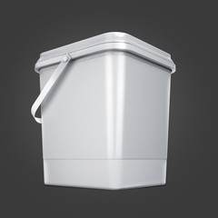 White bank for food oil, mayonnaise, margarine, cheese, ice cream, olives,, pickles, sour cream. Food and drink plastic blank. Template Ready For Your Design. Isolated on black