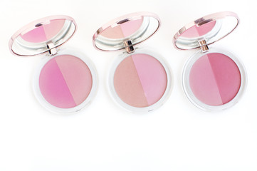 pink tone,natural look cheeks blusher makeup on white background