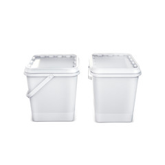 White bank for food oil, mayonnaise, margarine, cheese, ice cream, olives,, pickles, sour cream. Food and drink plastic blank. Template Ready For Your Design. Isolated on white background.