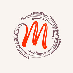 M letter monogram design elements.