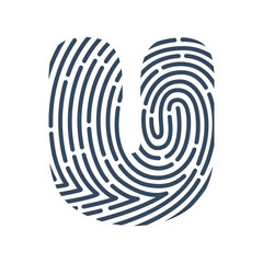 U letter line logo. Vector fingerprint design. © kaer_fstock