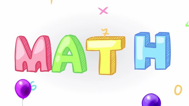 Animation of mathematics math subject header with sign and symbol icon in doodle handwriting for education introduction in isolated in 1920x1080 HD 