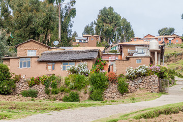 Fototapeta na wymiar Small village on Amantani island in Titicaca lake, Peru