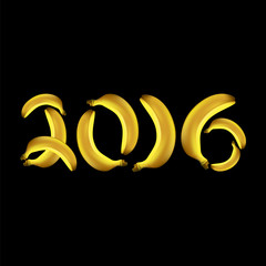 Symbol of 2016 made made from bananas. Vector element for New Year's design. Illustration of 2016 year of the monkey.