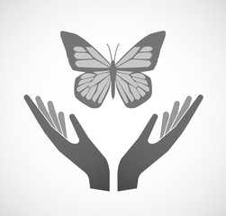 Two hands offering a butterfly