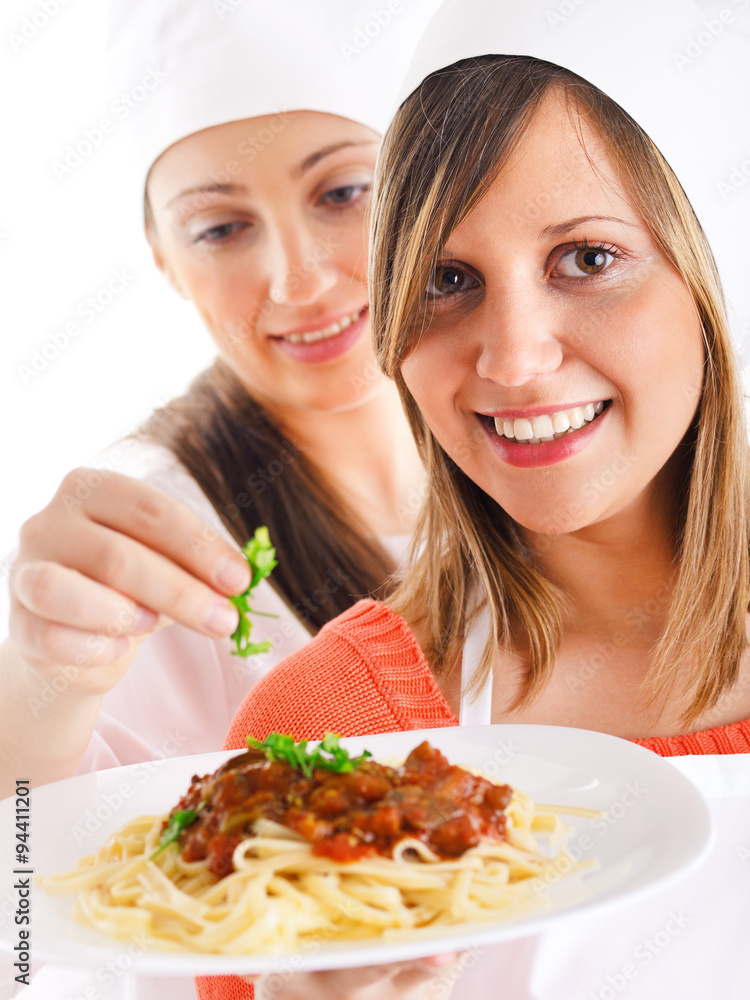 Canvas Prints young women cooking