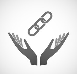 Two hands offering a chain