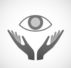 Two hands offering an eye