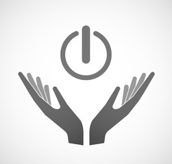 Two hands offering an off button