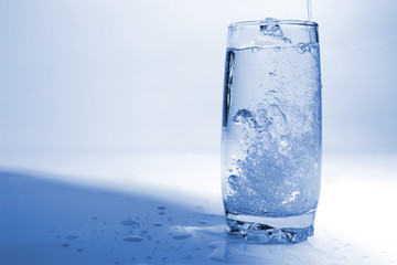 water drops in transparent glass with bubbles of air