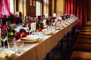 table set for wedding or another catered event dinner