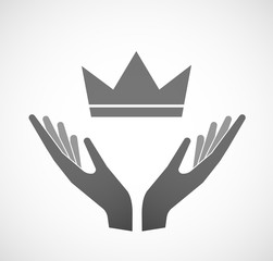 Two hands offering a crown