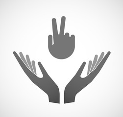 Two hands offering a victory hand
