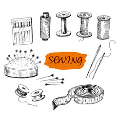 Sewing. Set of illustrations