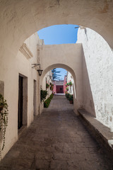Alley in Santa Catalina monastery in Arequipa, Peru