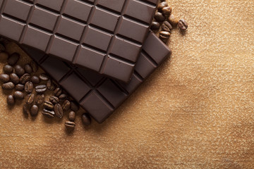 Dark chocolate and coffee beans