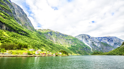 Fjords in Norway and Scandinavian nature. Neroyfjord is the narrowest fjord in Norway.