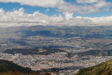 Quito, capital of Ecuador, as viewed from lookout Cruz Loma.