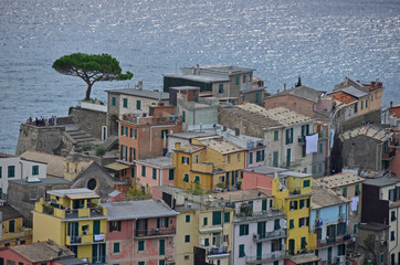 The popular seaside village of Corniglia in the Cinque Terre, Italy