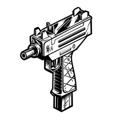 vector illustration of automatic weapons