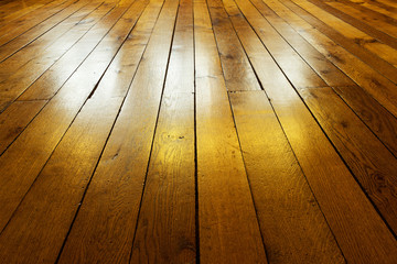 Old painted wooden floor in backlight