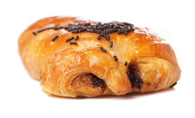 chocolate croissant isolated on a white background