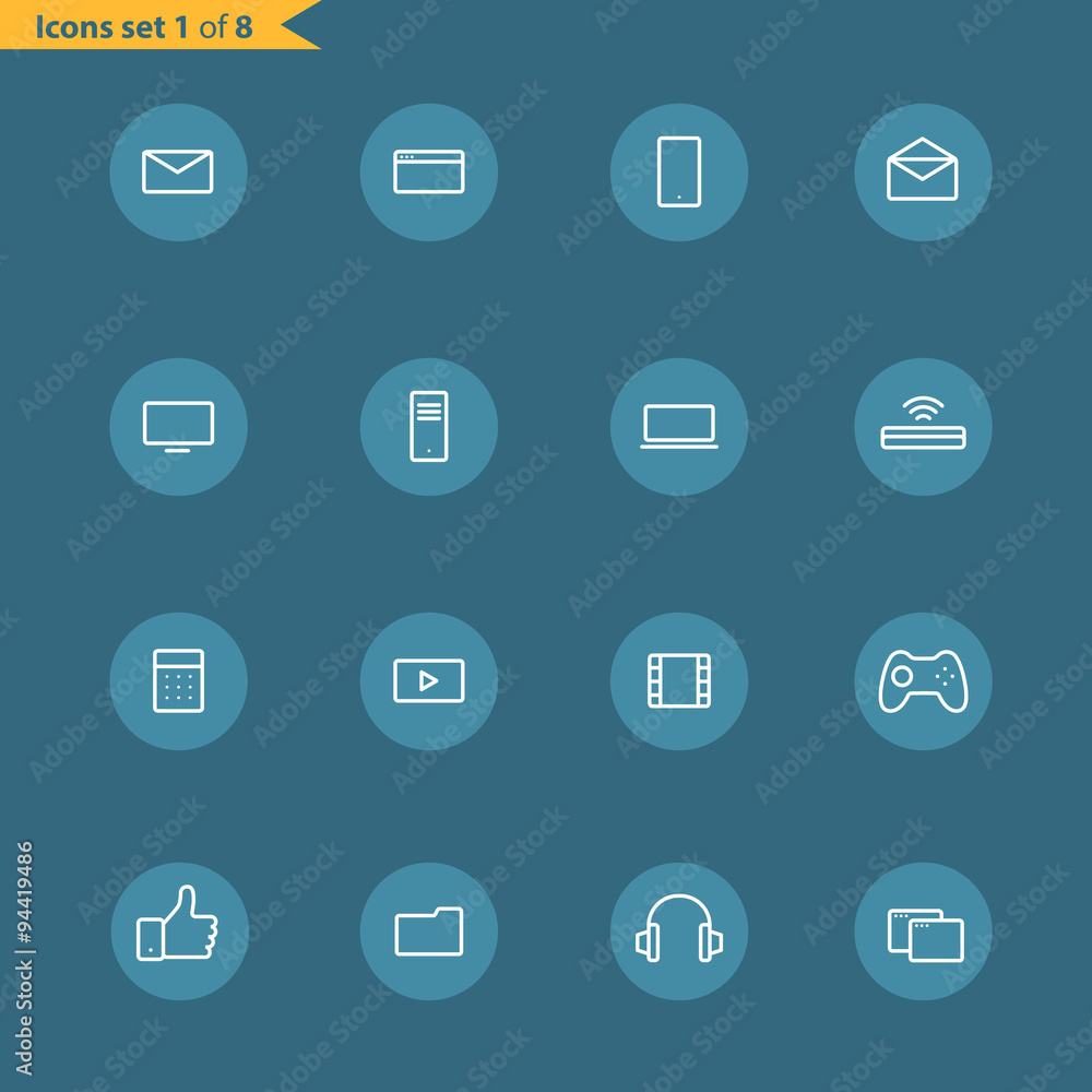 Leinwandbilder different line style icons collection. mobile or web application