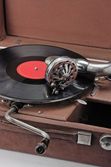 old phonograph and vinyl record