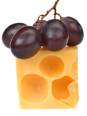Emmental cheese with grapes