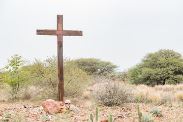 Wooden cross at the entrance to Douglas