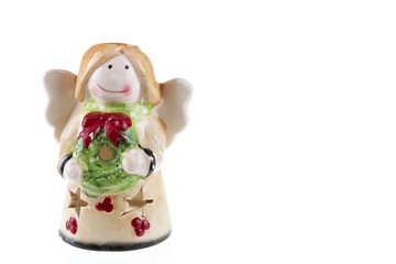 Little angel Christmas / Photography of a little angel taking a Christmas ornament. Isolated on white background. Stock photography.