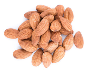 Portion of Almonds (isolated on white)