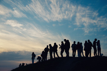 People on the hill in waiting