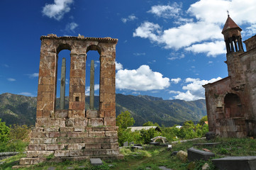 Monument - gravestone in Odzun monastery. Armenia
