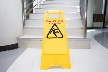 cleaning progress caution sign in office