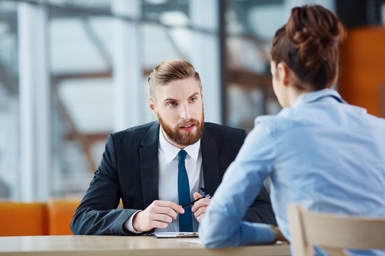 Young woman at job interview