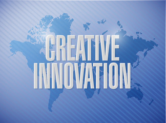Creative Innovation world map sign concept
