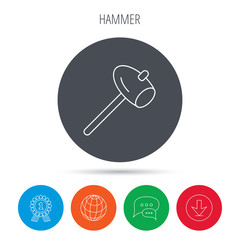 Hammer icon. Repair or fix sign.