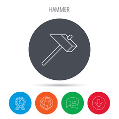 Hammer icon. Repair or fix sign.